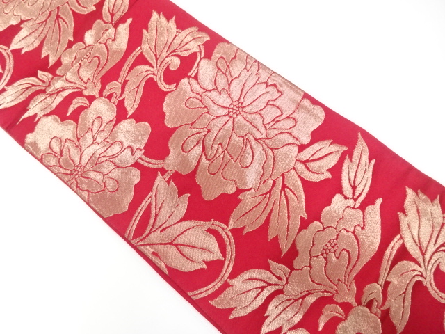 アンティーク　花唐草模様織り出し袋帯（着用可）